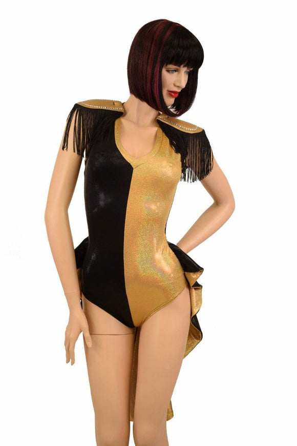 Tuxedo Ruffle Rump Color Split Romper - Coquetry Clothing