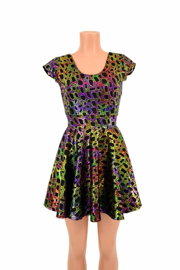 Twist Back Cap Sleeve Skater Dress - Coquetry Clothing