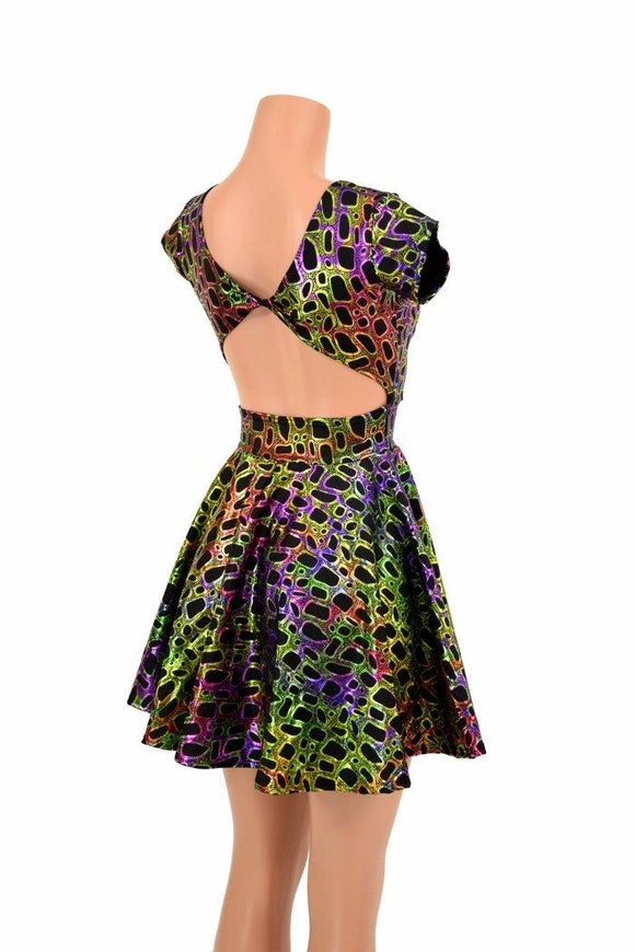 Twist Back Cap Sleeve Skater Dress - Coquetry Clothing