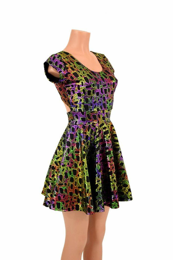 Twist Back Cap Sleeve Skater Dress - Coquetry Clothing