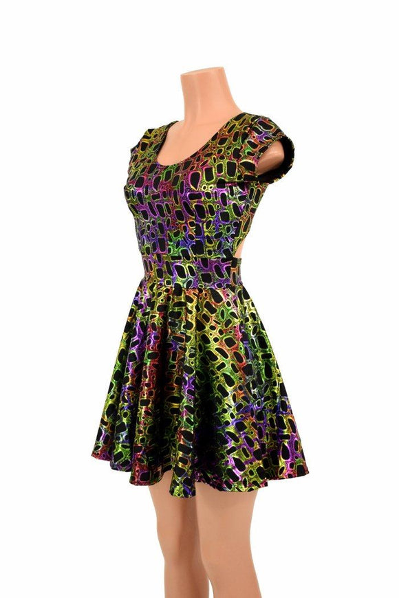 Twist Back Cap Sleeve Skater Dress - Coquetry Clothing