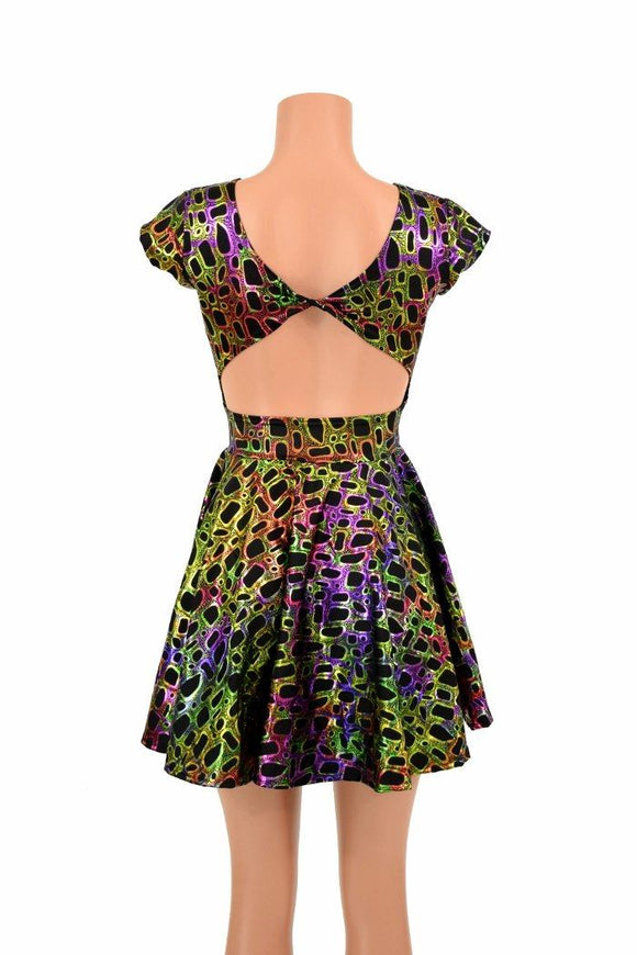 Twist Back Cap Sleeve Skater Dress - Coquetry Clothing