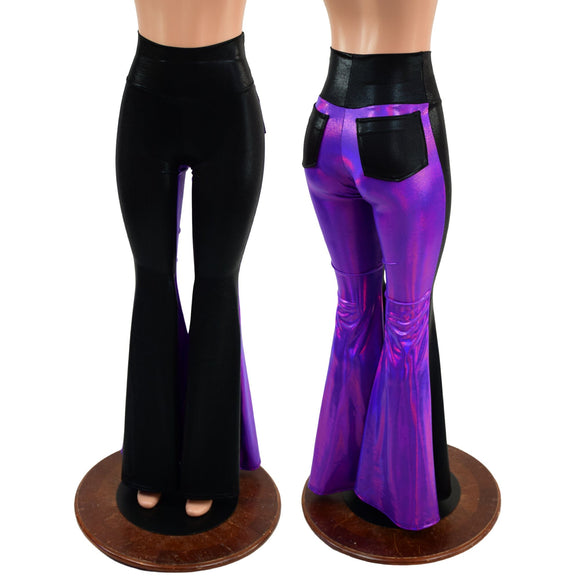 Two Tone High Waist Solar Flares with Back Pockets - Coquetry Clothing