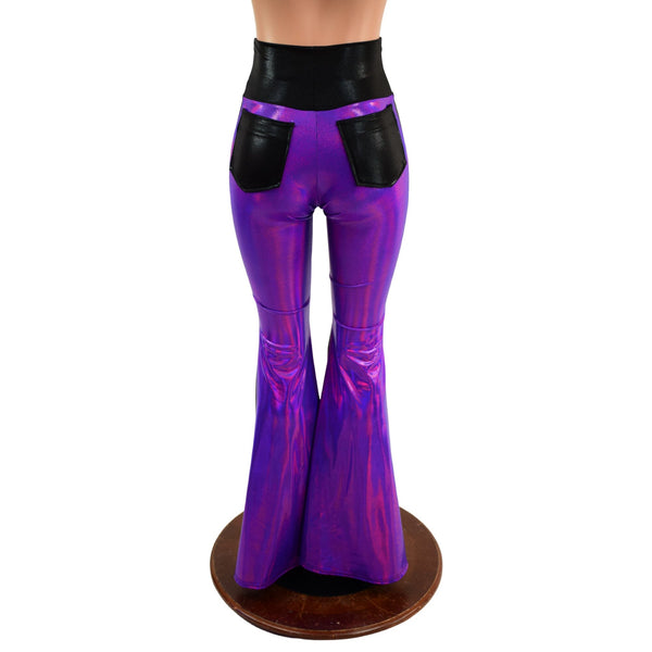 Two Tone High Waist Solar Flares with Back Pockets - 5