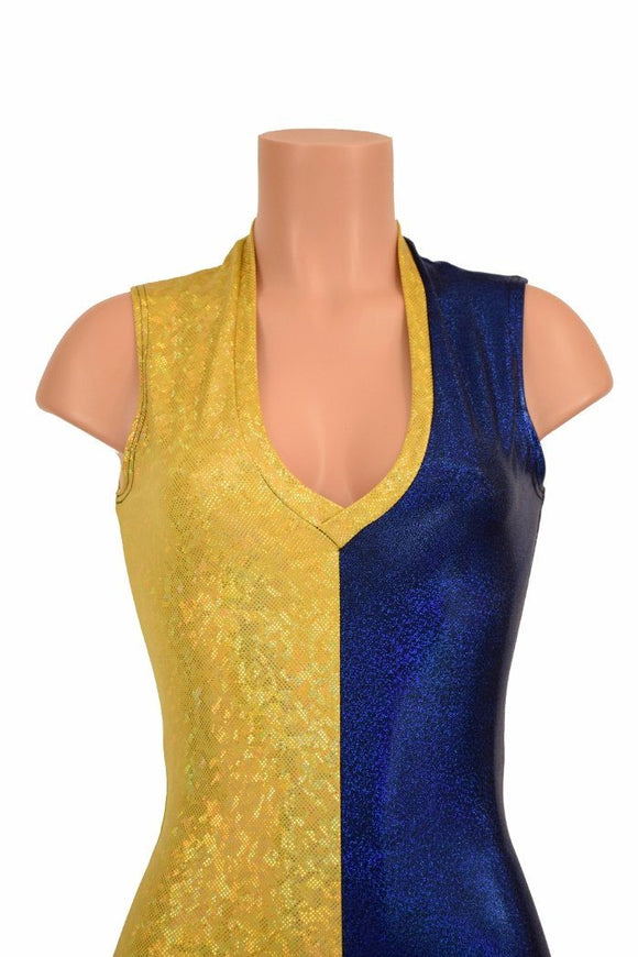 Two Tone V Neck Romper - Coquetry Clothing