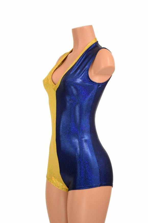 Two Tone V Neck Romper - Coquetry Clothing