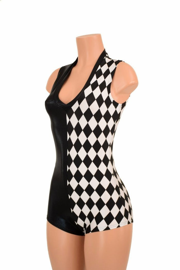 Two Tone V Neck Romper - Coquetry Clothing