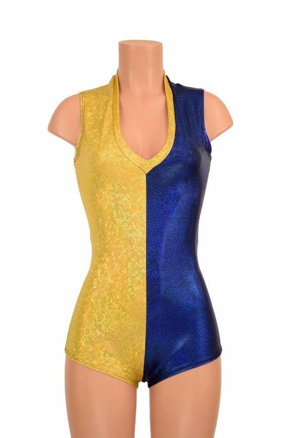 Two Tone V Neck Romper - Coquetry Clothing
