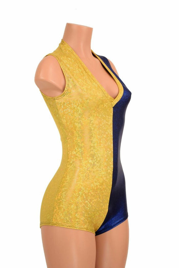 Two Tone V Neck Romper - Coquetry Clothing