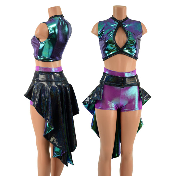 3PC Holographic Set with Tux Back Belt - 1