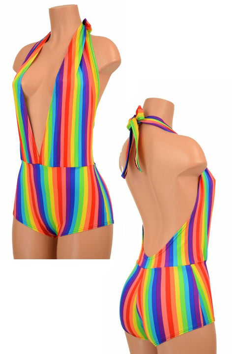 "Josie" Romper in Rainbow Stripe - Coquetry Clothing