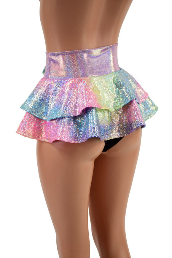 Ultra Mini Open Front Lace Up Skirt with Tiered Double Ruffle - Coquetry Clothing