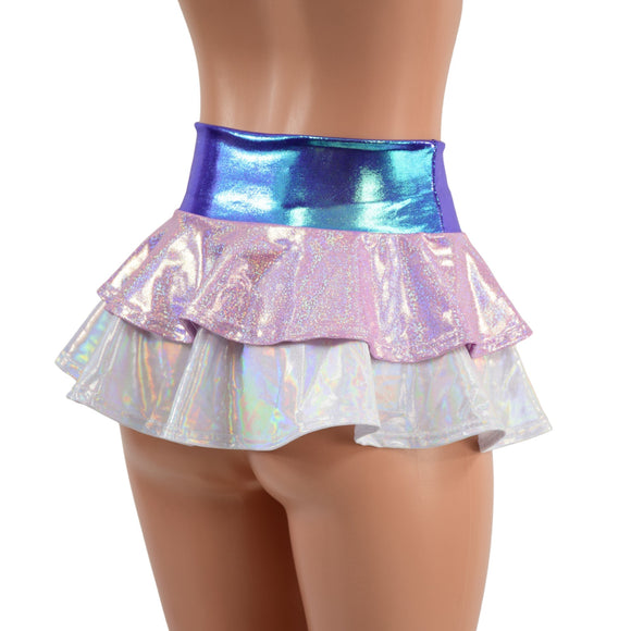 Ultra Mini Open Front Lace Up Skirt with Tiered Double Ruffle - Coquetry Clothing