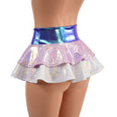 Ultra Mini Open Front Lace Up Skirt with Tiered Double Ruffle - Coquetry Clothing