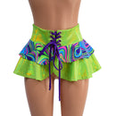 Ultra Mini Open Front Lace Up Skirt with Tiered Double Ruffle in 10" Length - Coquetry Clothing