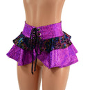 Ultra Mini Open Front Lace Up Skirt with Tiered Double Ruffle in 10" Length - Coquetry Clothing