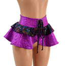 Ultra Mini Open Front Lace Up Skirt with Tiered Double Ruffle in 10" Length - Coquetry Clothing