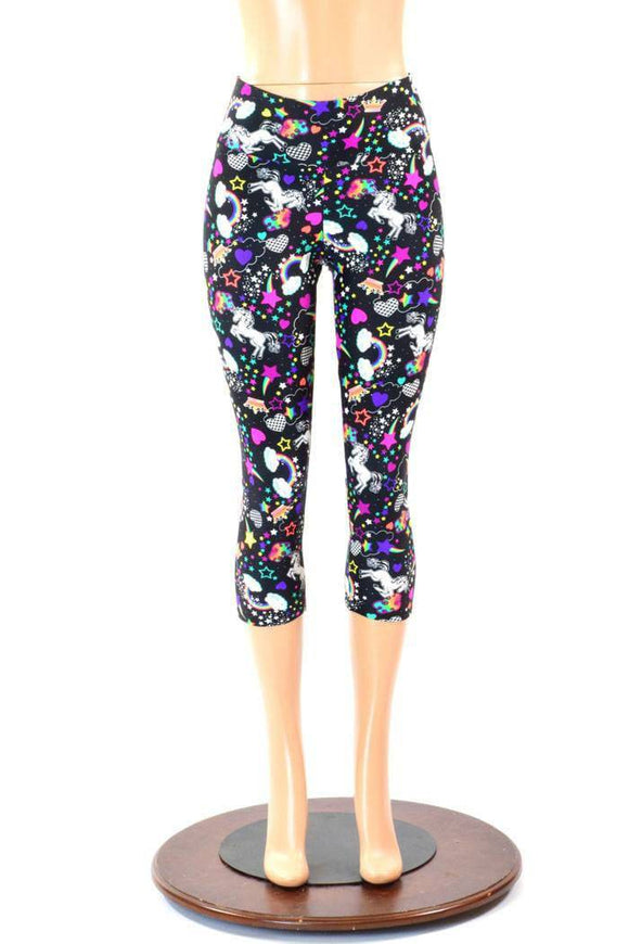 Unicorn and Rainbows High Waist Capri Leggings - Coquetry Clothing
