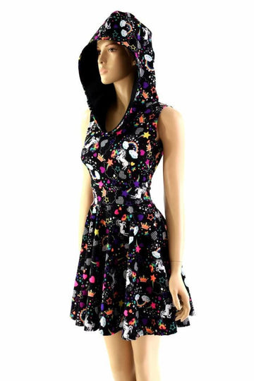 Unicorn and Rainbows Hoodie Skater Dress - Coquetry Clothing