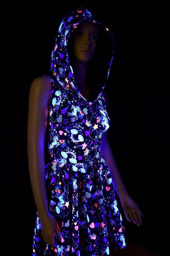 Unicorn and Rainbows Hoodie Skater Dress - Coquetry Clothing