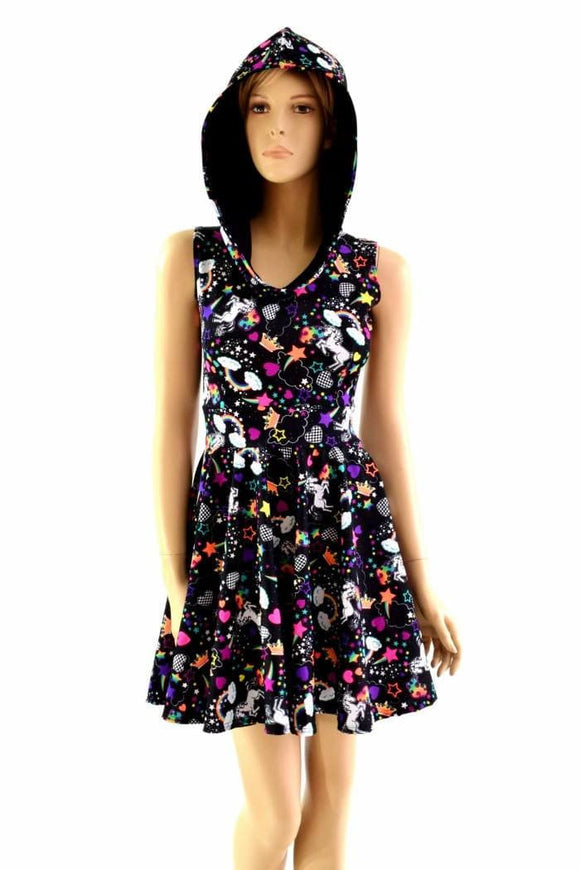 Unicorn and Rainbows Hoodie Skater Dress - Coquetry Clothing