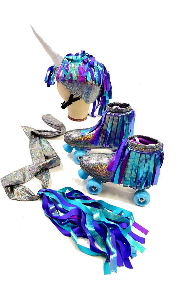 Unicorn Roller Skate and Helmet Cover Set with Tail Sash - 1