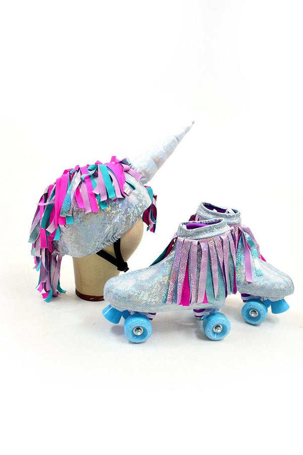 Unicorn Roller Skate and Helmet Cover Set with Tail Sash - 3