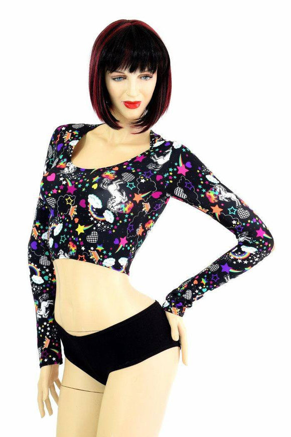 Unicorns and Rainbows Long Sleeve Crop Top - Coquetry Clothing