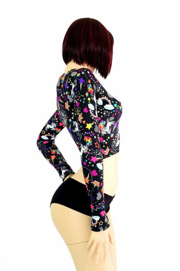 Unicorns and Rainbows Long Sleeve Crop Top - Coquetry Clothing