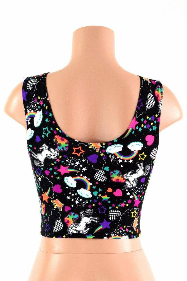 Unicorns and Rainbows Sleeveless Crop Top - 2