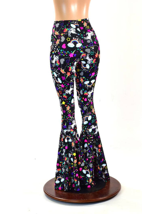 Unicorns & Rainbows High Waist Bell Bottom Flares - Coquetry Clothing