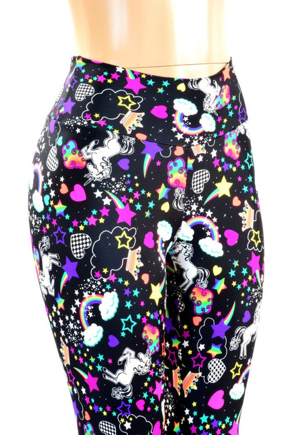 Unicorns & Rainbows High Waist Bell Bottom Flares - Coquetry Clothing