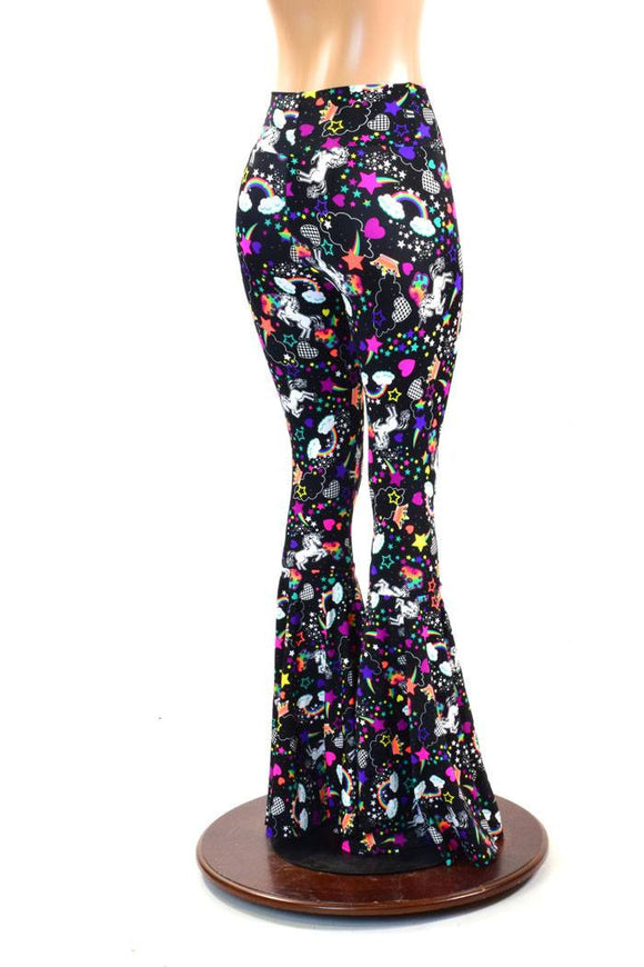 Unicorns & Rainbows High Waist Bell Bottom Flares - Coquetry Clothing