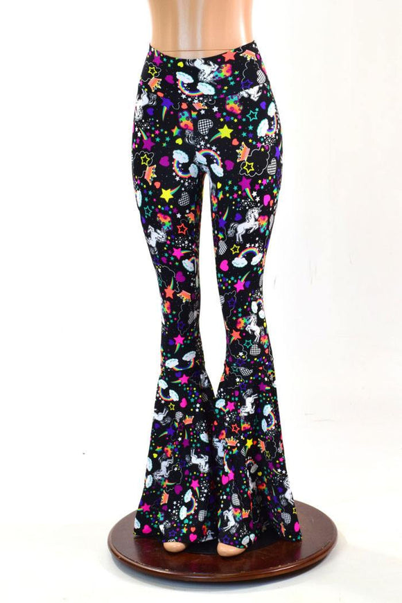 Unicorns & Rainbows High Waist Bell Bottom Flares - Coquetry Clothing