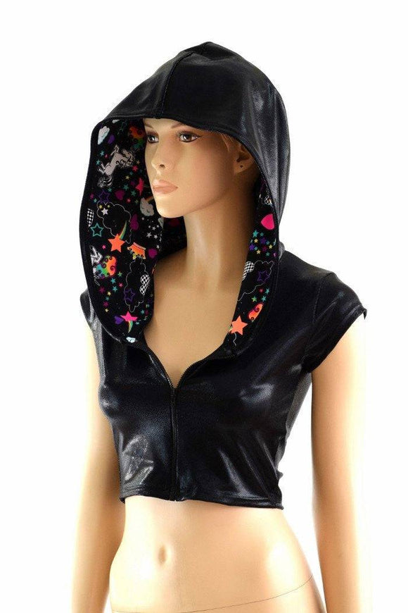 Unicorns & Rainbows Zipper Crop Hoodie - Coquetry Clothing