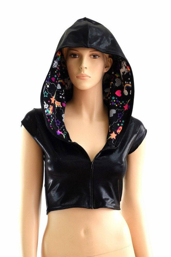 Unicorns & Rainbows Zipper Crop Hoodie - Coquetry Clothing