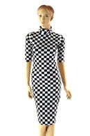 UV Black & White Checkered Spandex Fabric - Coquetry Clothing