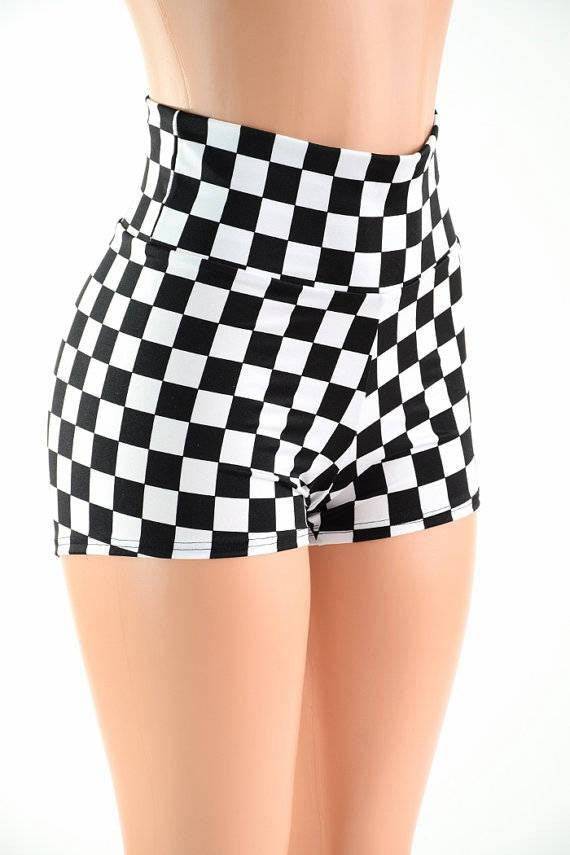 UV Black & White Checkered Spandex Fabric - Coquetry Clothing