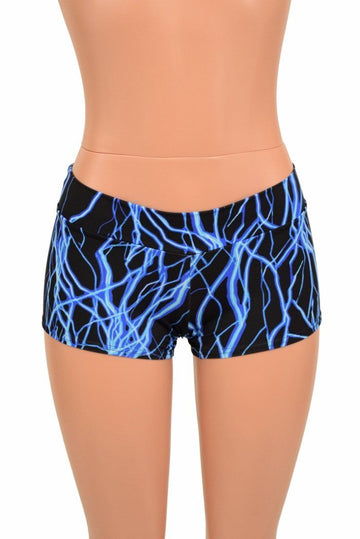 UV Glow Blue Lightning Lowrise Shorts - Coquetry Clothing