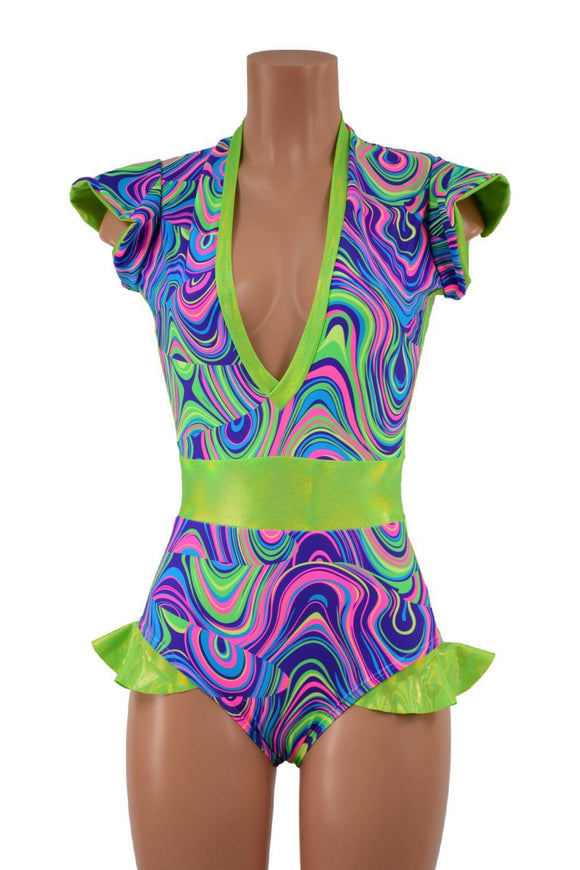 UV Glow Flip Sleeve Paneled Romper - Coquetry Clothing