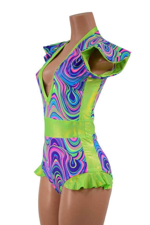 UV Glow Flip Sleeve Paneled Romper - Coquetry Clothing