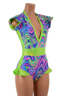UV Glow Flip Sleeve Paneled Romper - 2