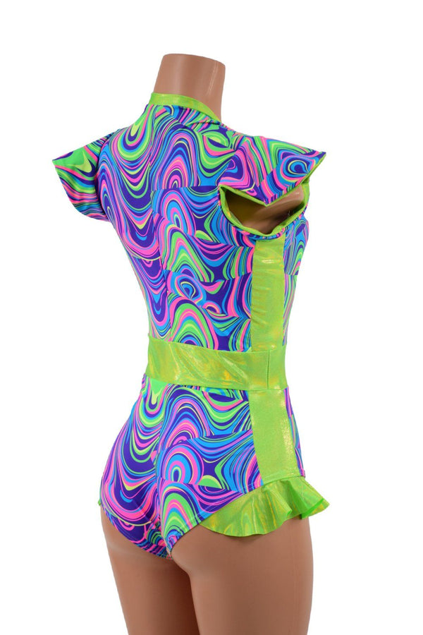 UV Glow Flip Sleeve Paneled Romper - 3