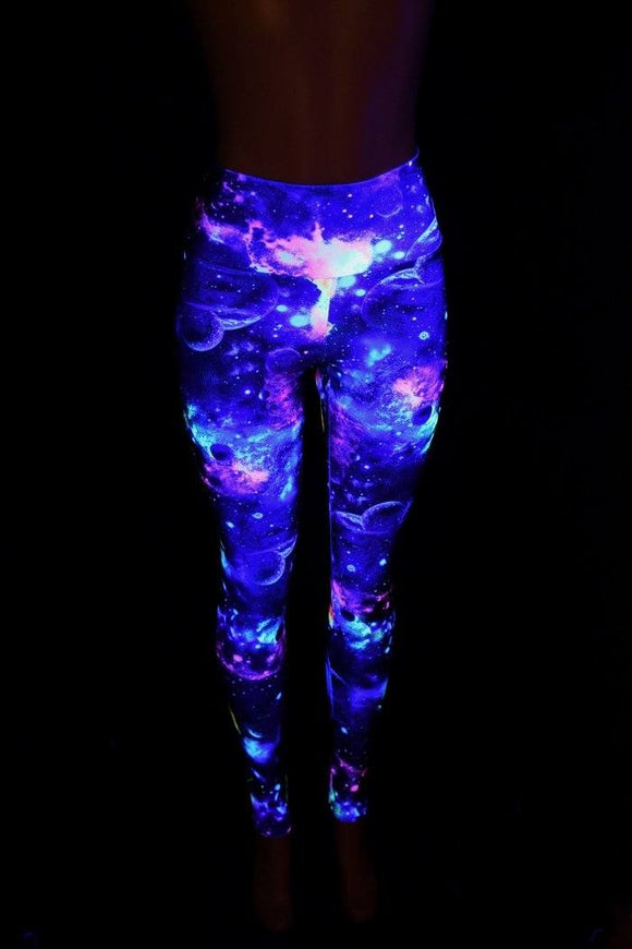 UV Glow Galaxy High Waist Leggings - Coquetry Clothing