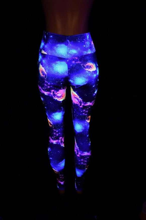 UV Glow Galaxy High Waist Leggings - Coquetry Clothing
