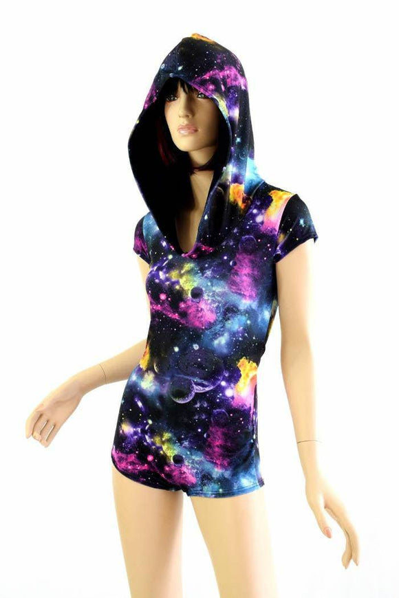 UV Glow Galaxy Hoodie Romper - Coquetry Clothing