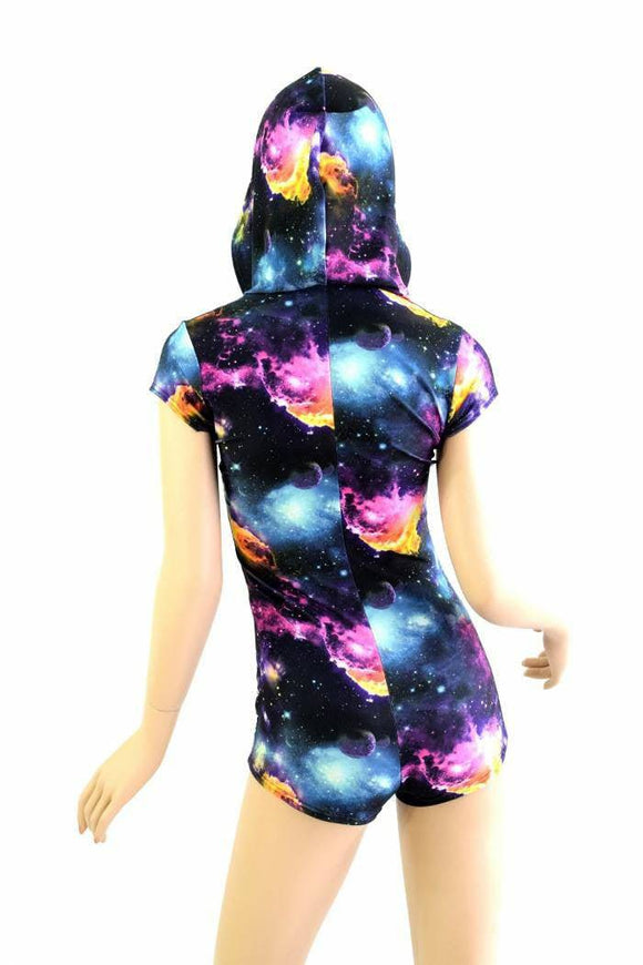 UV Glow Galaxy Hoodie Romper - Coquetry Clothing