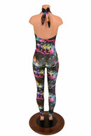 UV Glow Galaxy Print Halter Catsuit - Coquetry Clothing