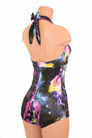 UV Glow Galaxy Print "Monroe" Halter Romper - Coquetry Clothing