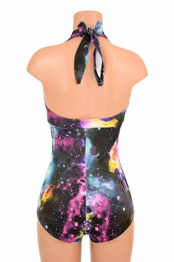 UV Glow Galaxy Print "Monroe" Halter Romper - Coquetry Clothing
